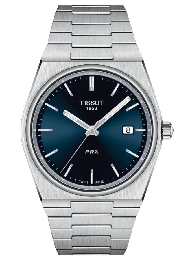 Tissot Часы наручные Кварцевые Швейцарские кварцевые часы Tissot PRX T137.410.11.041.00 на стальном браслете, #1