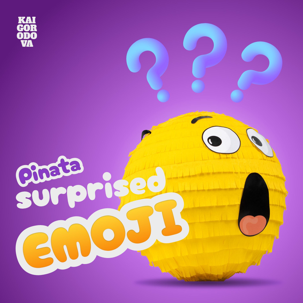 Пиньята Удивленный Cмайлик, 30 см / Pinata Surprised Emoji by Ekaterina Kaigorodova / Пиньята на праздник #1