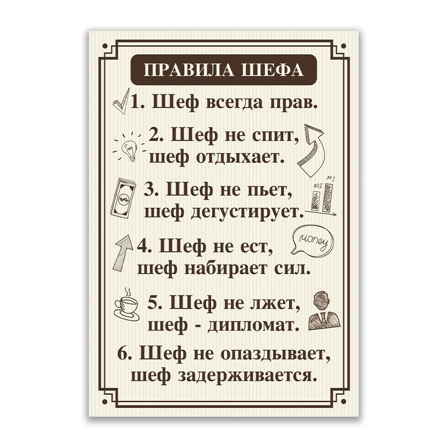 Табличка, Правила шефа, ИНФОМАГ, на забор, 14см х 20см #1