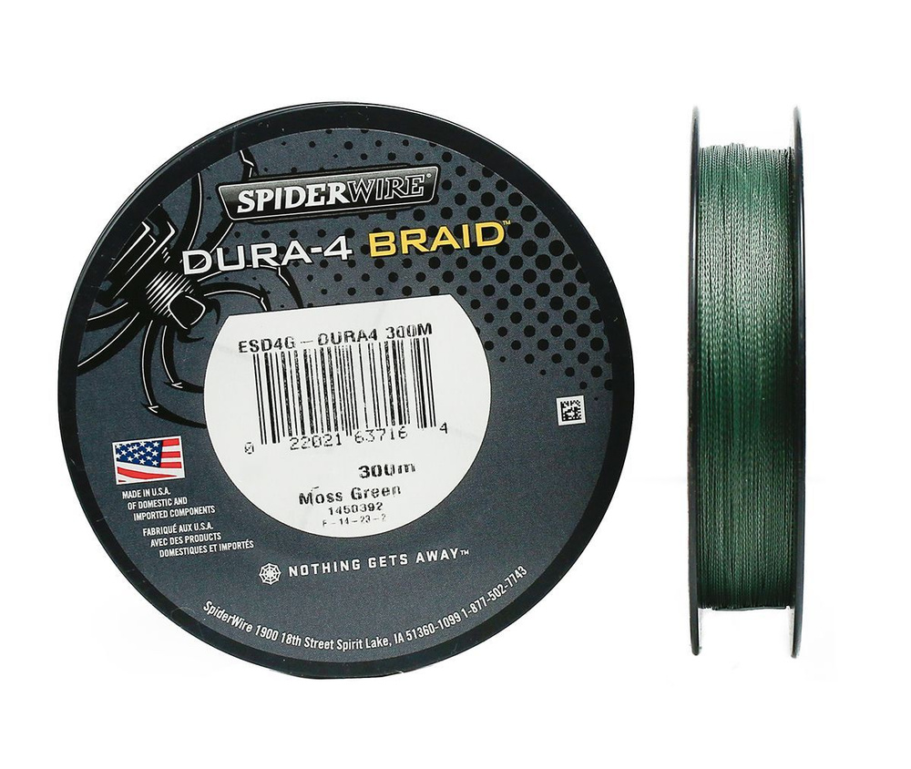 Плетеный шнур 0.14 мм Зеленый SpiderWire - Dura 4 Braid Moss Green 11.8 кг, 300 м  #1