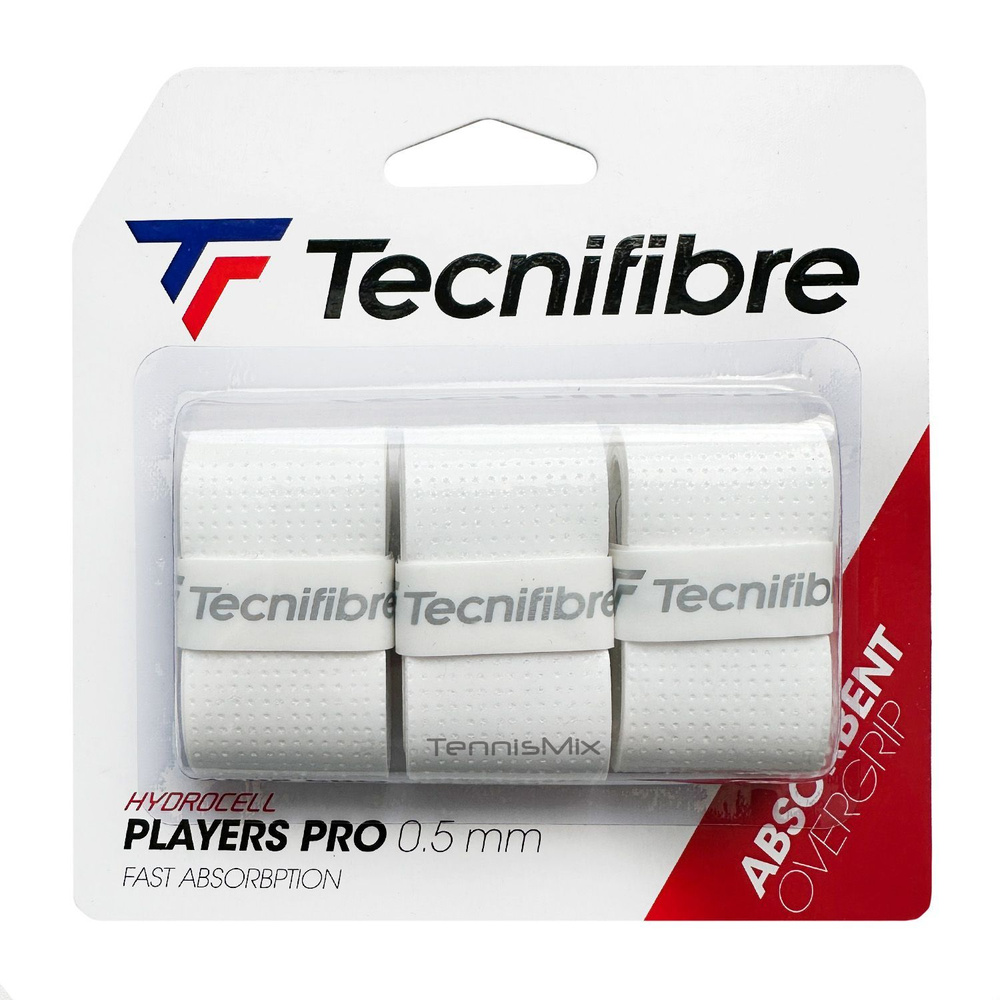 Намотка для теннисной ракетки 3шт Tecnifibre Players Pro Absorbent 0.5 мм овергрип впитывающий с перфорацией #1