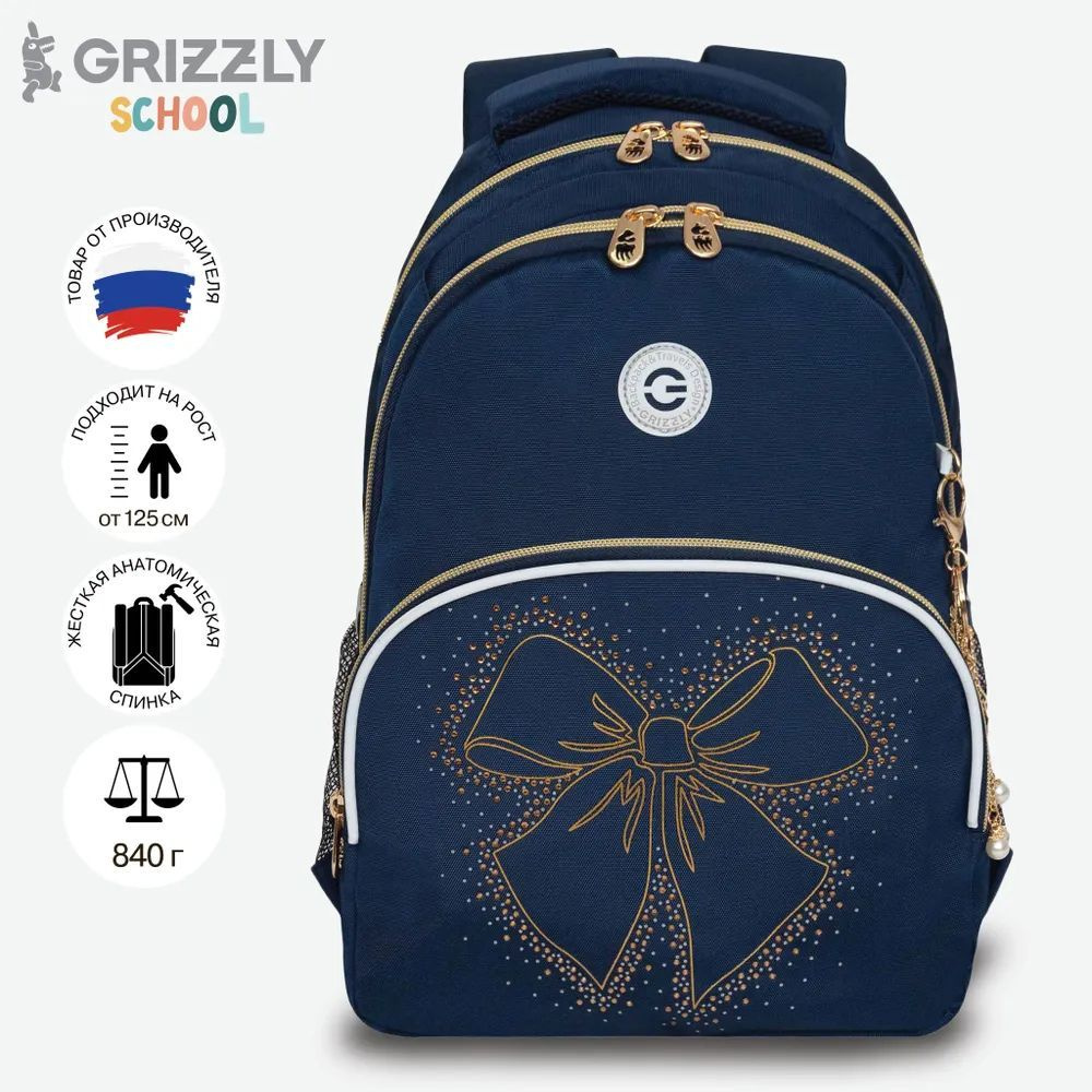 Рюкзак школьный Grizzly GRIZZLY с карманом для ноутбука 13", анатомической спинкой, для девочки, RG-460-5/2 #1