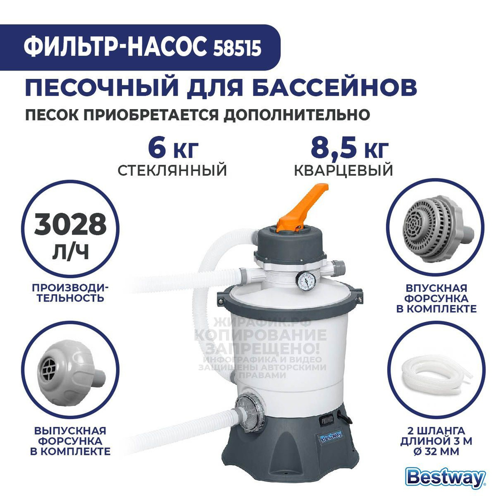 Песочный фильтр насос для бассейна 3028 л/ч BestWay 58515 #1