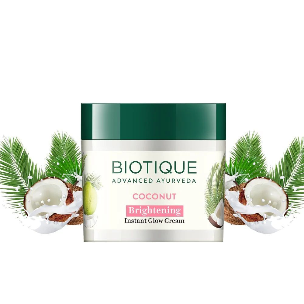 Biotique Coconut Brightening Instant Glow Cream/ Биотик "Кокос" Крем для лица 50г.  #1