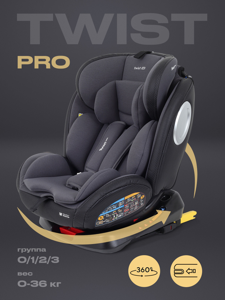 Автокресло детское Rant basic Twist Pro isofix с якорным ремнем (top tether) YC06, группа 0+/1/2/3 от #1