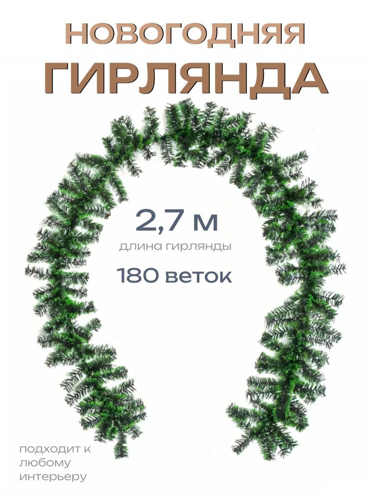 Гирлянда СЕРПАНТИН Северное сияние, зеленый иней 2.7м 180 веток  #1