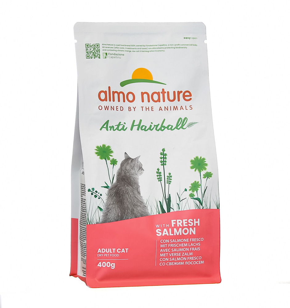 Almo Nature Adult Cat Anti Hairball Fresh Salmon Сухой корм для выведения шерсти из желудка у взрослых #1