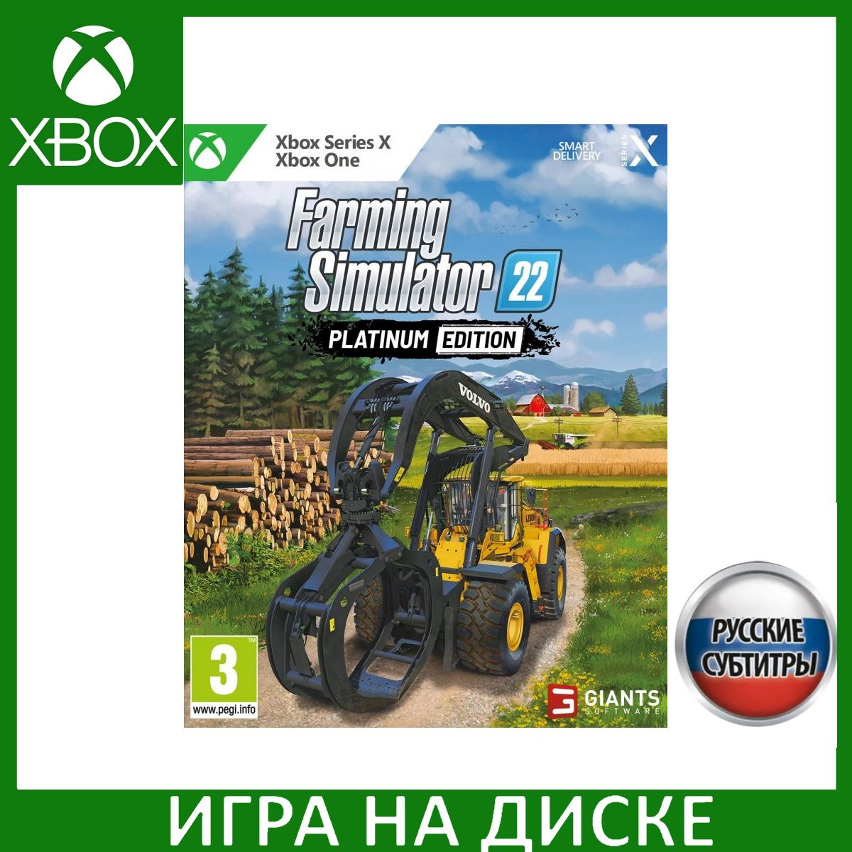 Диск с Игрой Farming Simulator 22 Платиновое издание (Platinum Edition) Русская Версия (Xbox One/Series X). Новый лицензионный запечатанный диск.