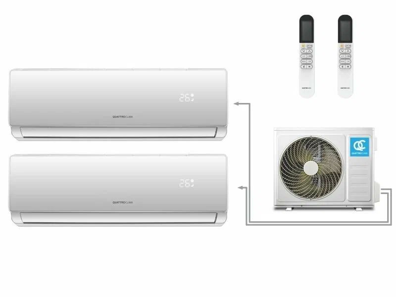 Мульти сплит-система на 2 комнаты инверторная QUATTROCLIMA QN-FM18UA + QV-FM07WA + QV-FM07WA FREDDO (20 м2 + 20м2)