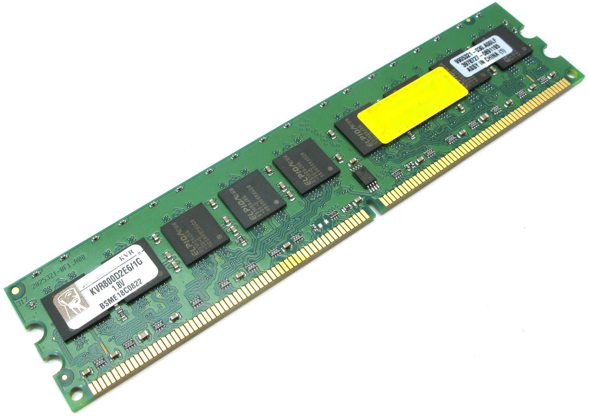 ОперативнаяпамятьдлясерверовECC(нонеReg)КingstоnDDR2PC6400800Mhz1x1ГБ(МодельKVR800D2E6/1G)