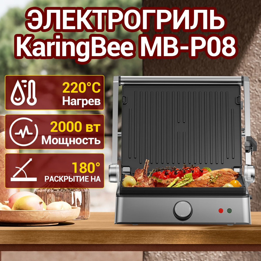 Электрогриль KaringBee MB-P08/Съемная пластина/Антипригарное покрытие  #1