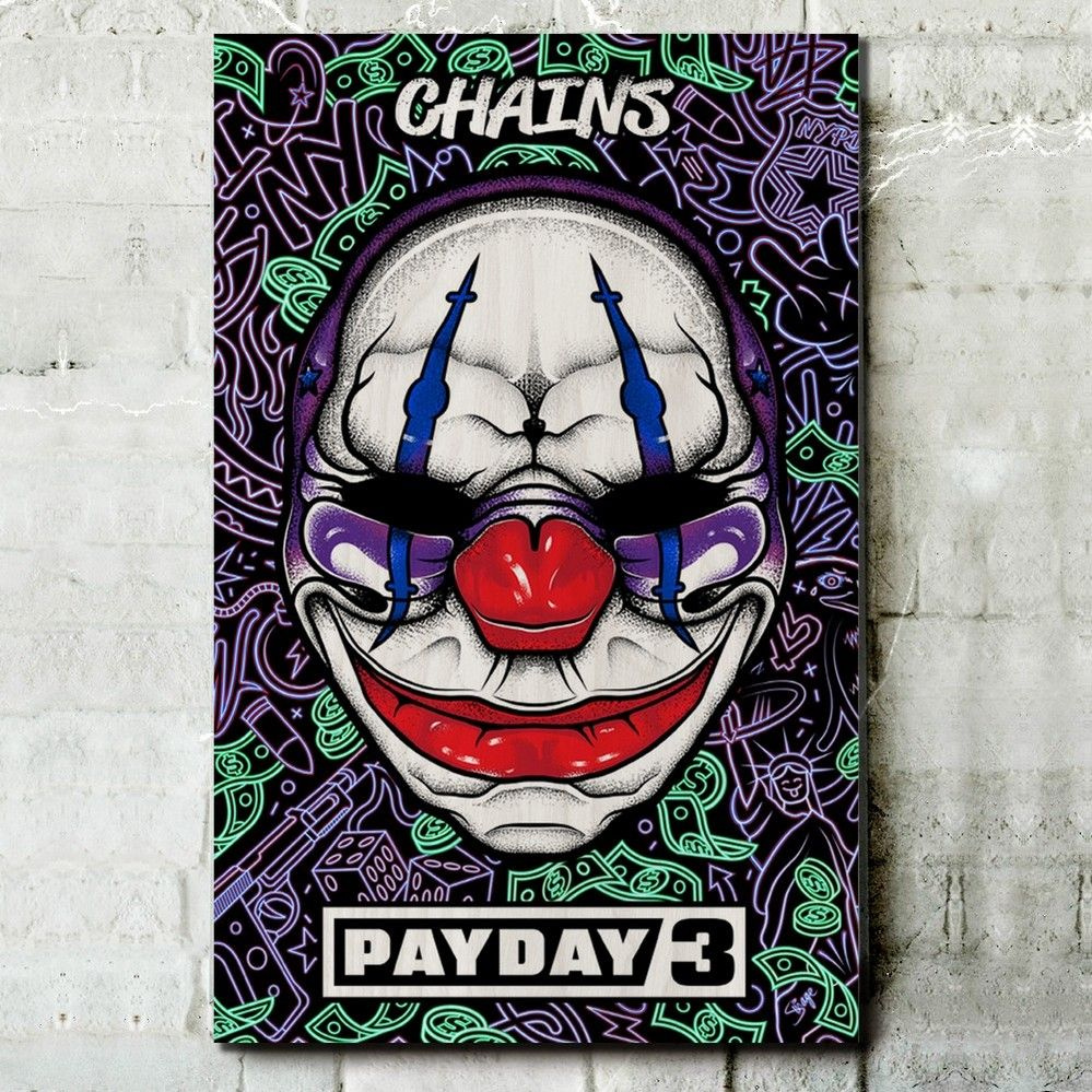 Картина интерьерная на дереве игры PayDay 3 (Пэй Дэй, Chains, PS, PC, XBOX, SWITCH) - 13601 В  #1