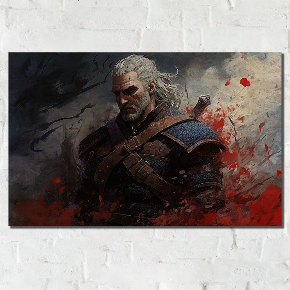 Картина интерьерная на рельефной доске игра Witcher 3 (Geralt, Геральт, PS, XBOX, Switch, PC) - 13731 #1