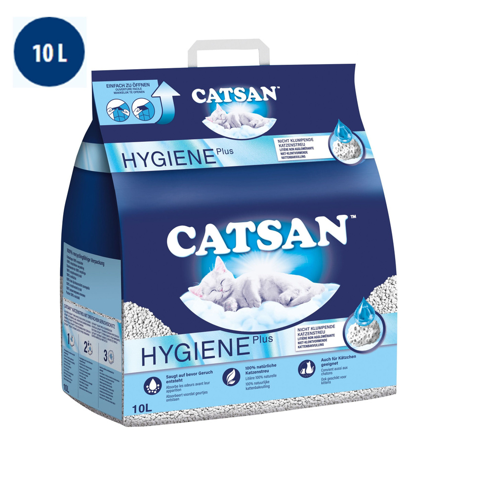 Наполнитель минеральный для кошачьего туалета 10л Catsan Hygiene Plus, впитывающий, без отдушки 1 шт #1