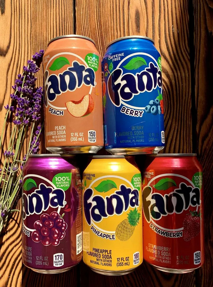 Набор газированных напитков Fanta (Фанта) США, 5 банок по 355 мл  #1