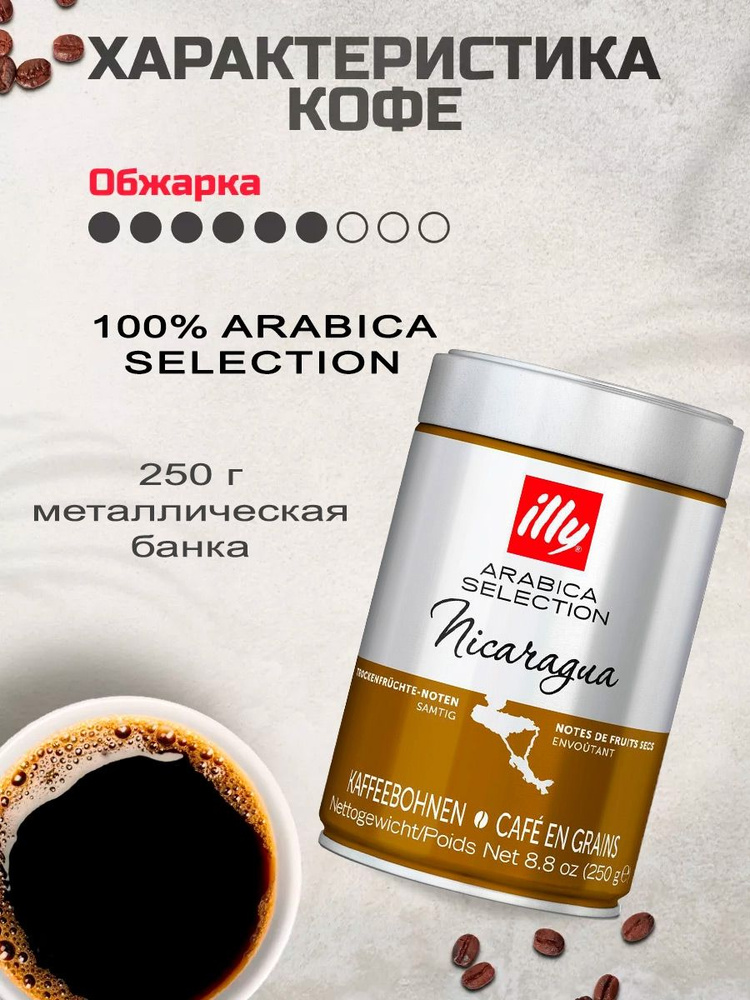 Кофе зерновой illy Monoarabica Nicaragua 100% арабика из Никарагуа, банка 250 г  #1