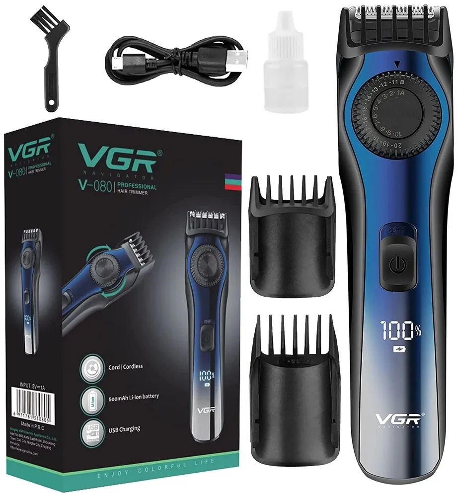 VGR Триммер для бороды и усов V-080, кол-во насадок 2 #1