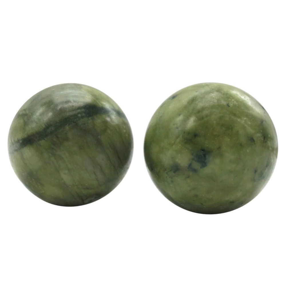 Массажные шары здоровья (шары Баодинга) камень нефрит 4 см зеленые без коробки  #1
