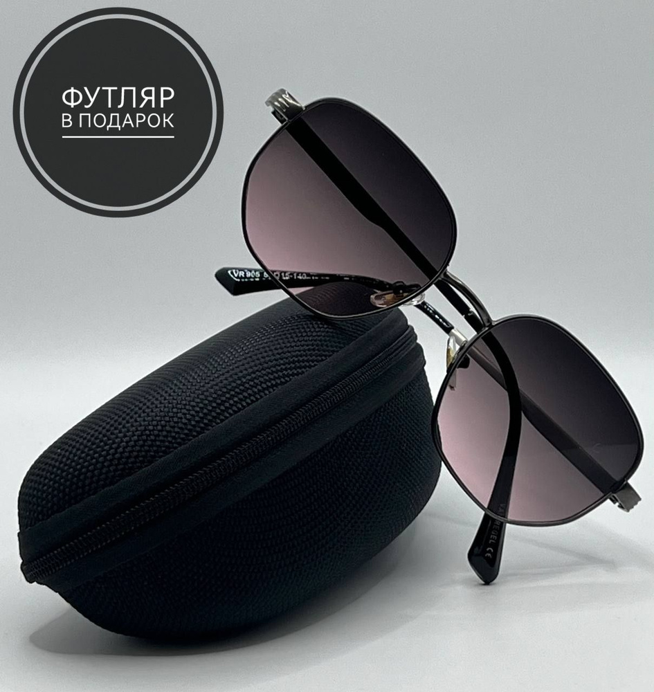 Солнцезащитные очки капля черно-розовые в металлической оправе с тонкими дужками  #1