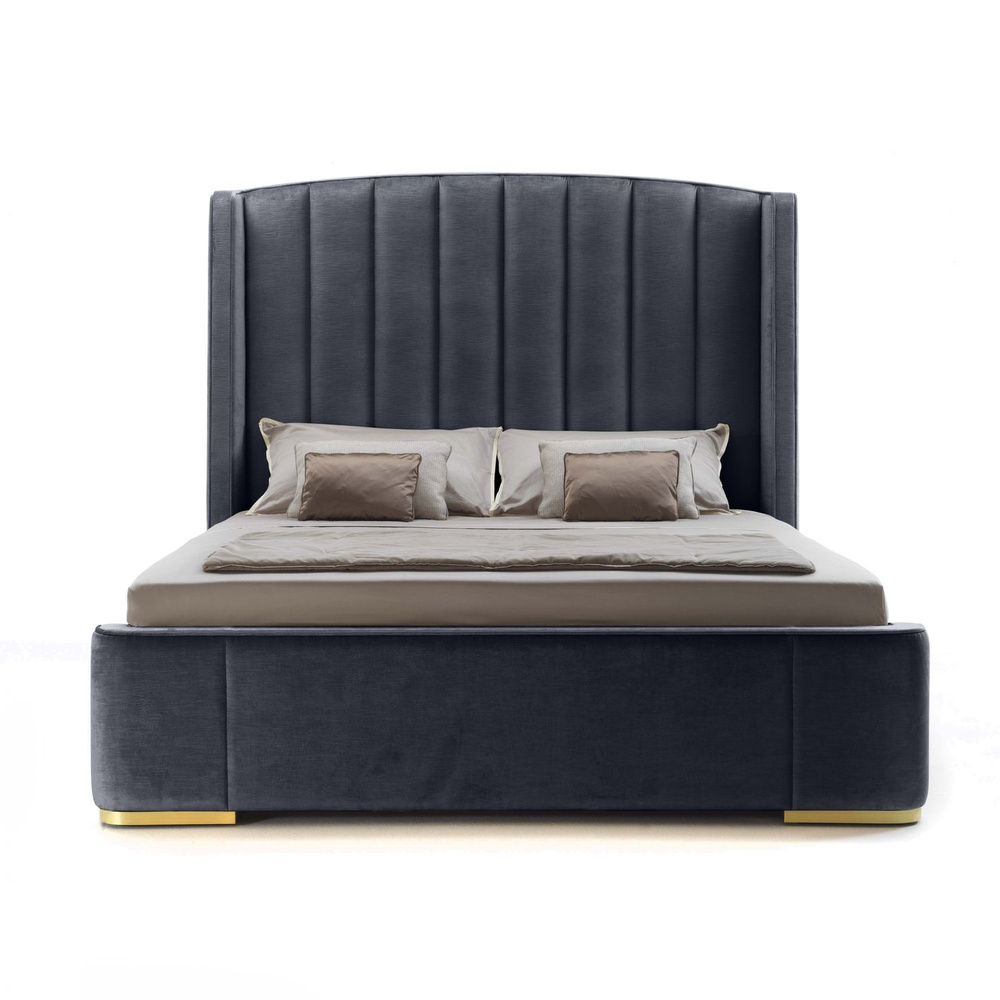 Двуспальная кровать Madison 160х200, высокое изголовье,с подъемным механизмом и ящиком для белья, темно #1