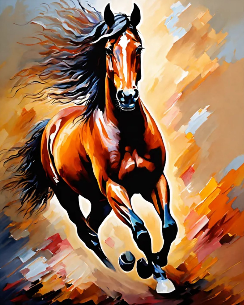 Картина по Номерам 40х50 Бегущая лошадь / Раскраска Набор для творчества / Art Hobby Home  #1