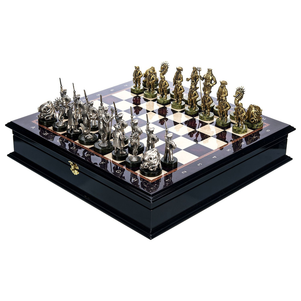 Шахматы с металлическими фигурами "Пираты Карибского моря" 48х48 см  #1