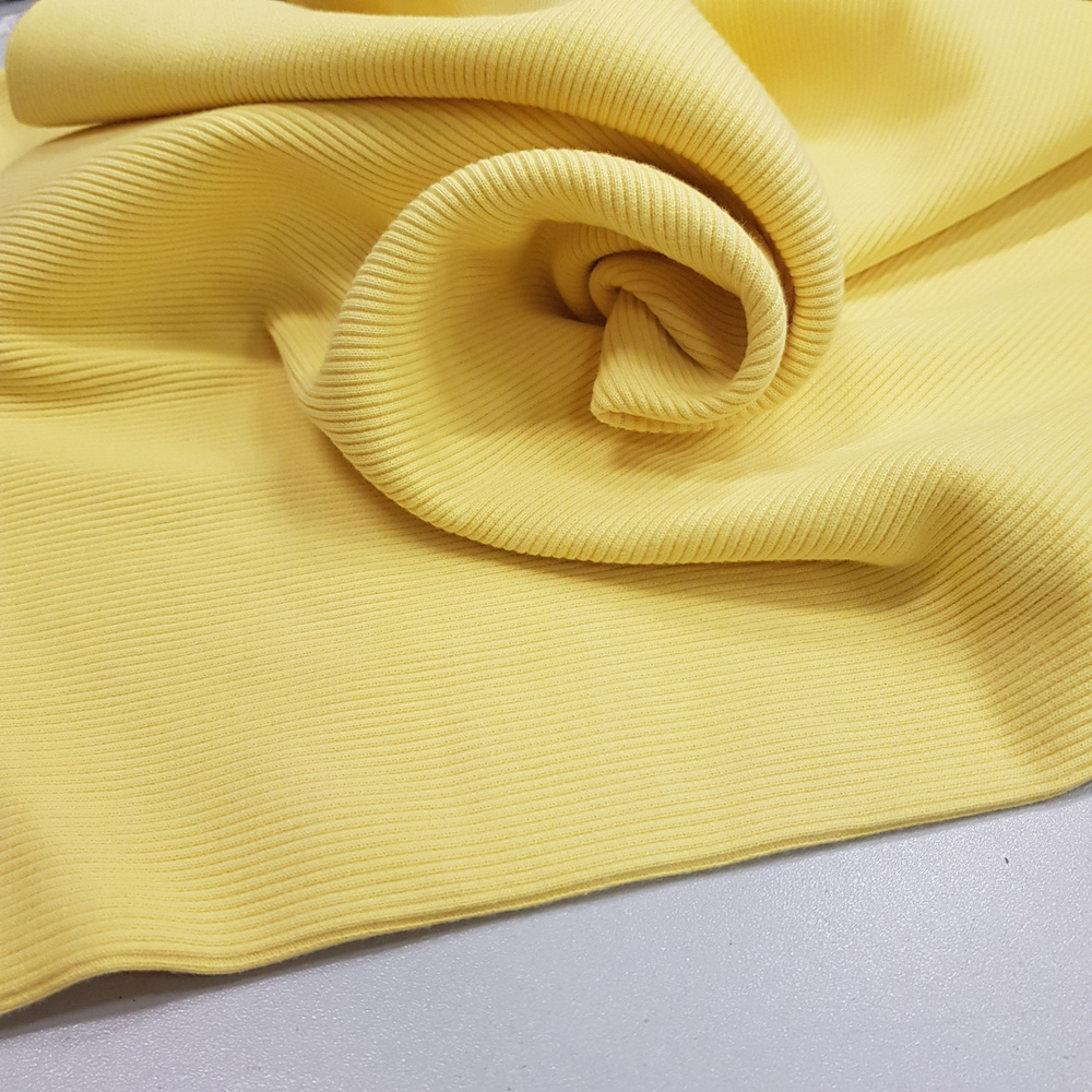 Трикотаж Кашкорсе цвет Светло-желтый, ширина 110 см (чулок ) отрез 30 см  #1