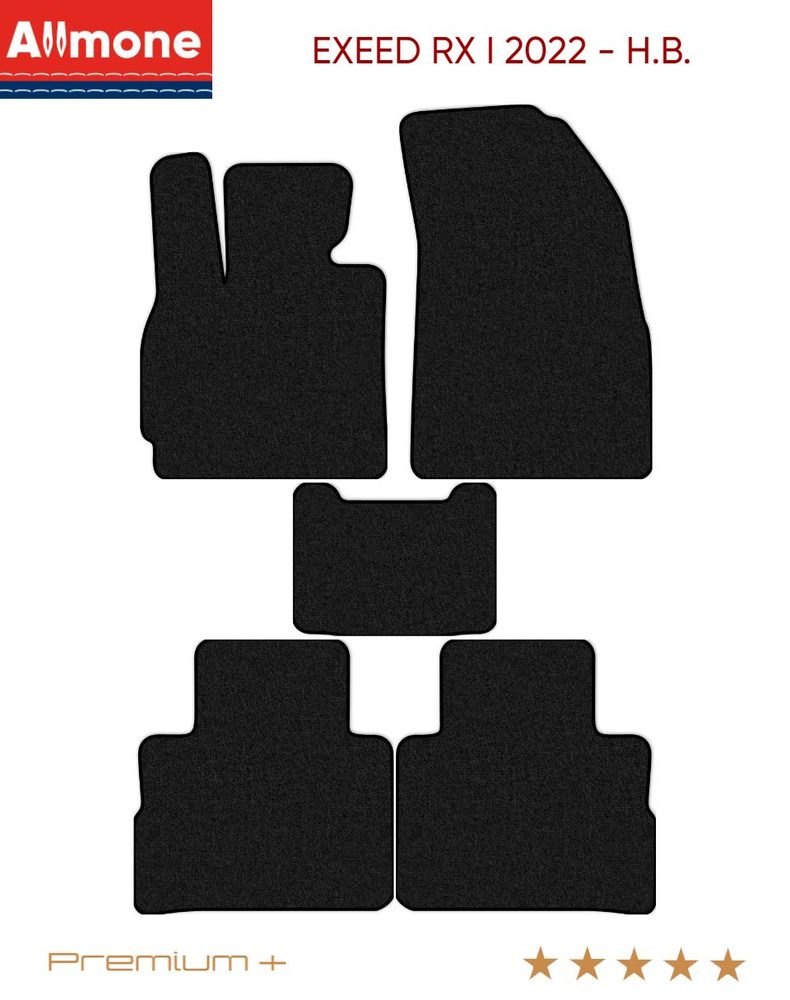 Коврики автомобильные в салон "Премиум+" для EXEED RX 1 (SUV) 2022 - Н.В., черные, 5шт. / Эксид РХ 1 #1
