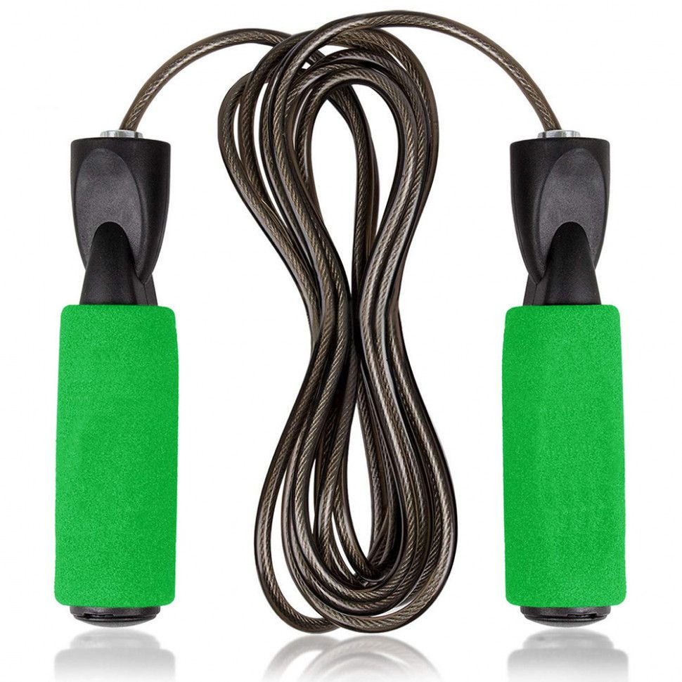 Скакалка с подшипником JJ-302 шнур 3,05м металл. тросс (зеленый) (E33369)  #1