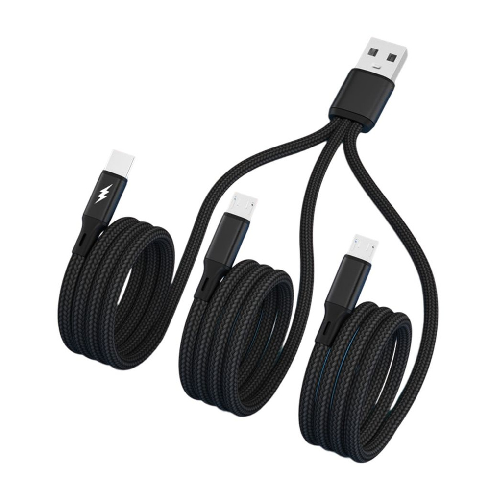 USB кабель 1 в 3 для зарядки телефонов - 2 Android, Type C #1