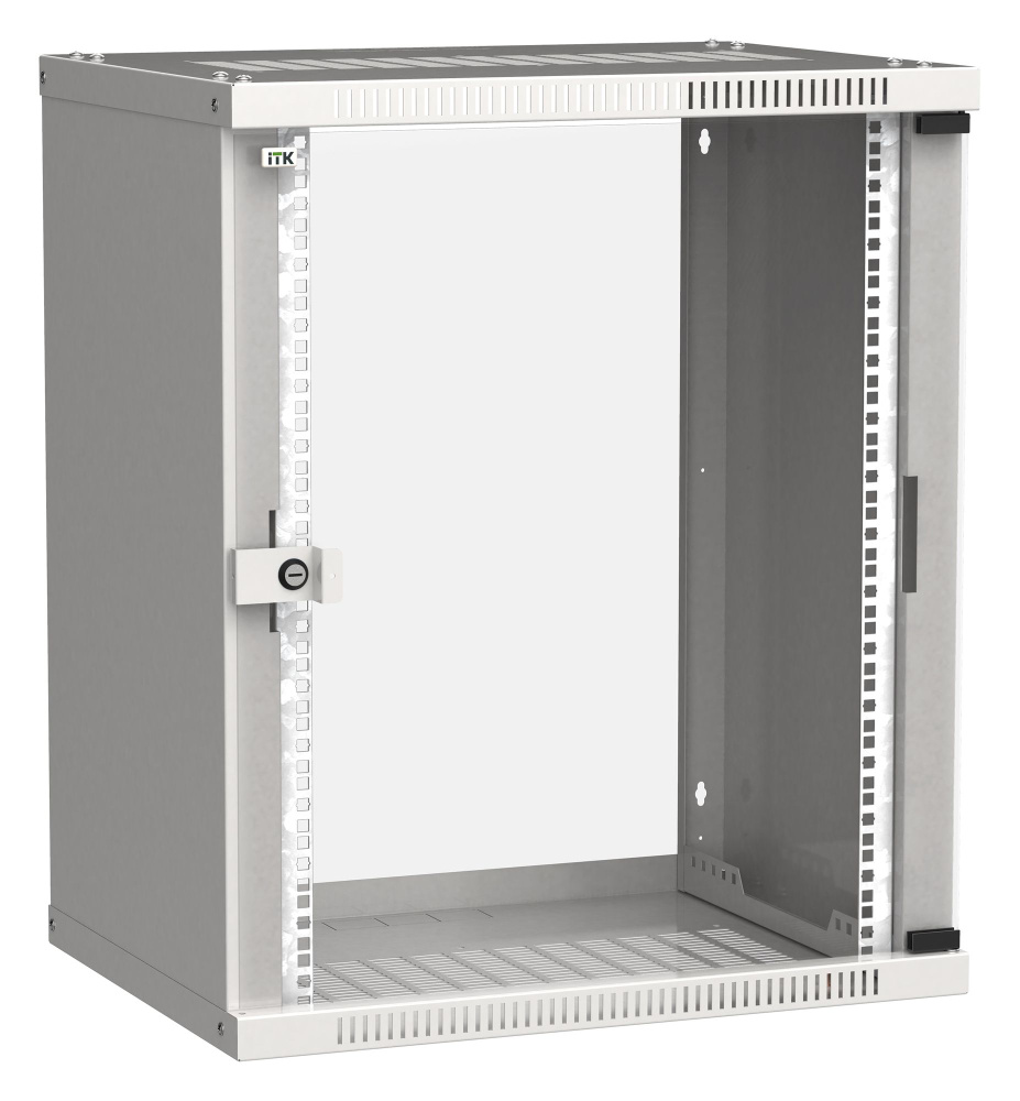 Шкаф коммутационный ITK Linea WE (LWE3-15U64-GF) настенный 15U 600x450мм пер.дв.стекл 50кг серый 400мм #1
