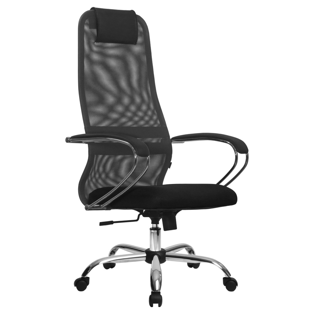 Метта Офисное кресло Компьютерное кресло офисное METTA SU-B-8 сетка, черный, темно-серый  #1
