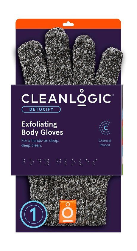 Набор из 2 мочалок-перчаток с древесным углем Detoxify Exfoliating Body Gloves  #1