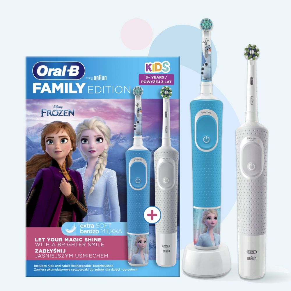 Набор из 2-х электрических зубных щеток Oral-B Family Edition Vitality White + Vitality Kids Frosen  #1
