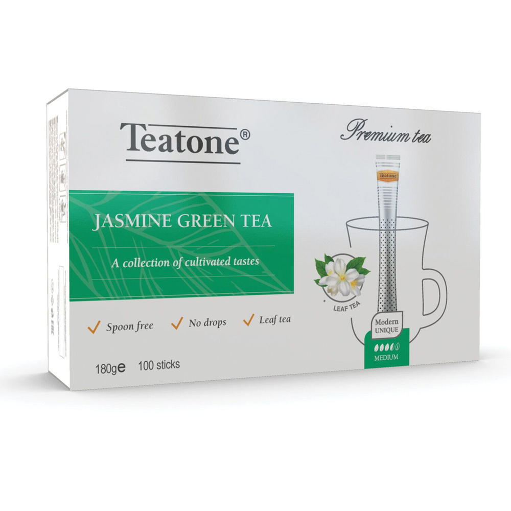 Чай TEATONE зеленый с ароматом жасмина, 100 стиков по 1,8 г, 1242 #1