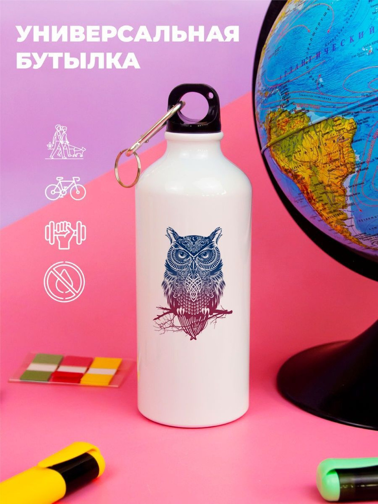 CoolPodarok Декоративная бутылка Птицы Геометрия Сова Арт, 0.6 л, 1 шт  #1