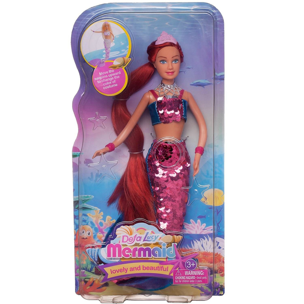Кукла Defa Lucy Морская принцесса-русалочка в блестящем бордовом наряде 29 см  #1