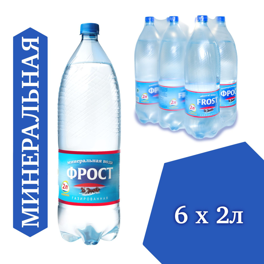 Вода минеральная природная лечебно-столовая питьевая Фрост фторсодержащая газированная, Беларусь, 2 л #1