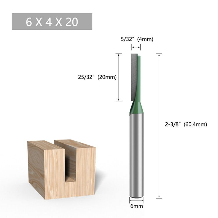 Фреза по дереву пазовая прямая 4 х 20 ммхвостовик 6 мм #1