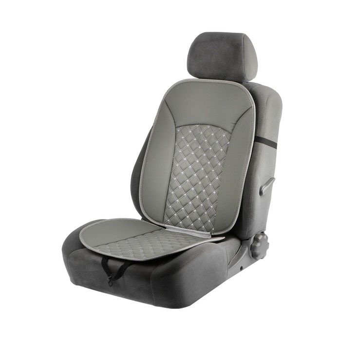 Накидка на сиденье TORSO Автомобильная, 100х46 см, искусственная кожа, серая  #1