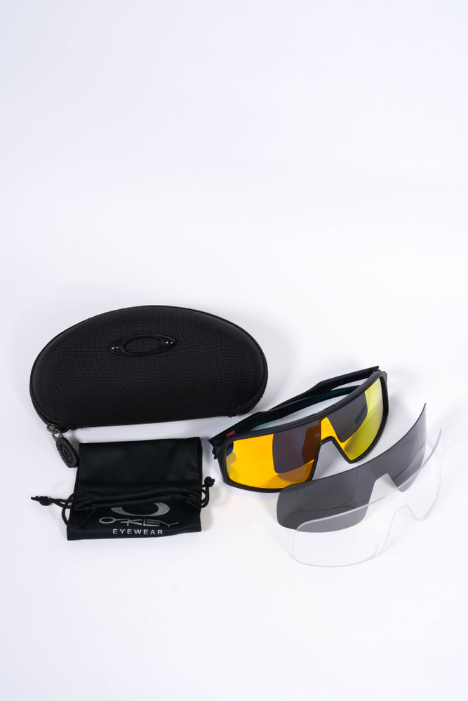 Очки спортивные OAKLEY SUTRO PRIZM ROAD - matte black. 3 линзы в комплекте + противоударный чехол  #1