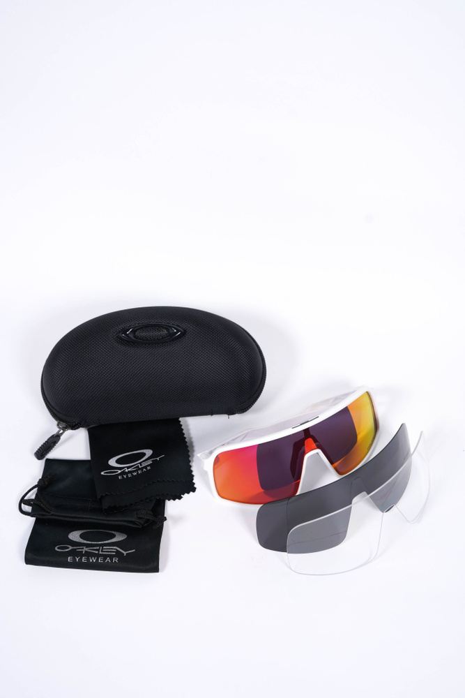 Очки спортивные OAKLEY SUTRO PRIZM SNOW SAPPHIRE - iridium polished white 3 линзы в комплекте + противоударный #1