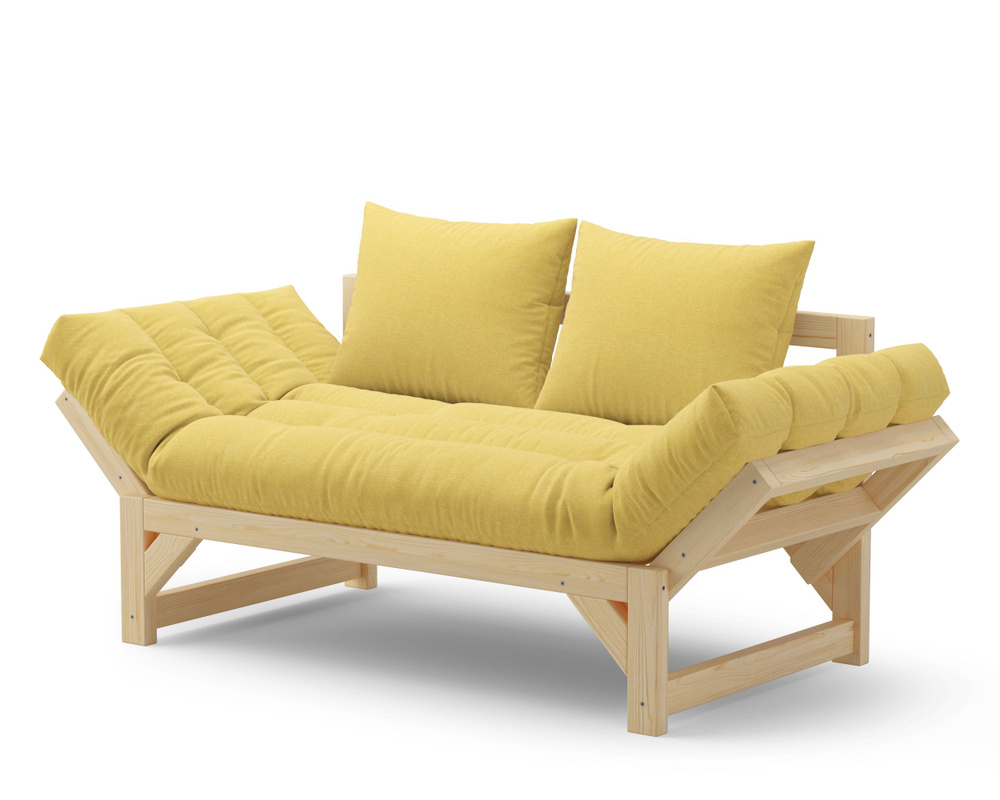 Диван-кровать, трансформер, на деревянном каркасе, желтый  #1