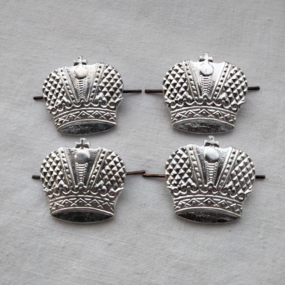 Эмблемы петличные "Шапка императора" серебро (4 шт) #1