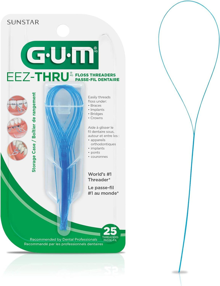 GUM Eez-Thru Floss Threaders набор нитевдевателей по уходу за брекетами, мостовидными протезами и имплантатами #1