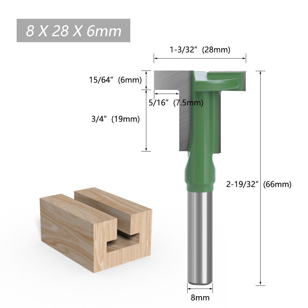 фреза по дереву пазовая т образная 28 x 6 мм,хвостовик 8 мм  #1