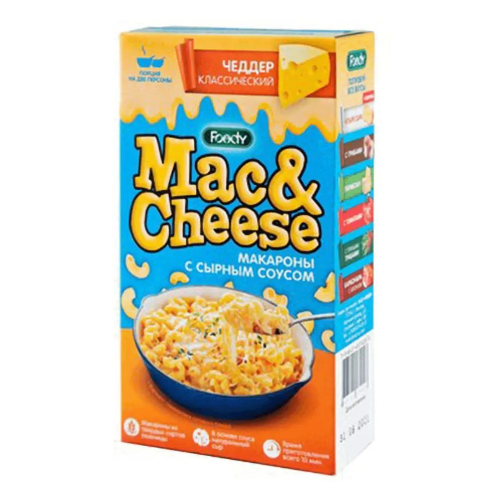 Макаронные изделия Foody Mac&Cheese с соусом Сырный Чеддер классический 143 г  #1