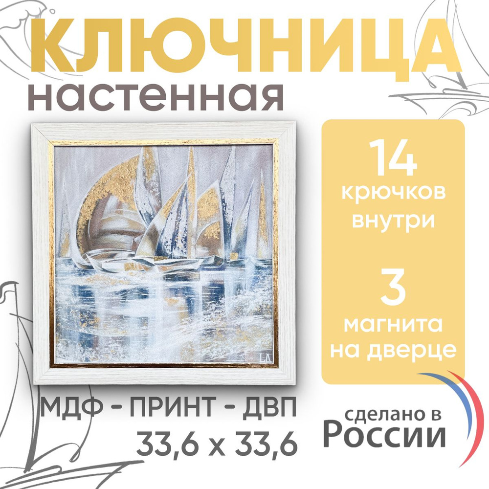 Ключница настенная закрытая в прихожую для ключей 33,6см x 33,6см x 4см  #1