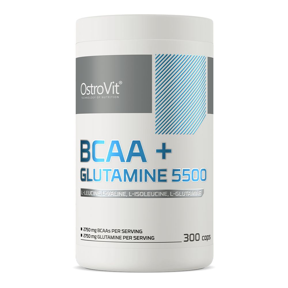 Аминокислоты БЦАА с Глютамином 5500мг BCAA+Glutamine 300 капс. Ostrovit / Спортивное питание для набора #1