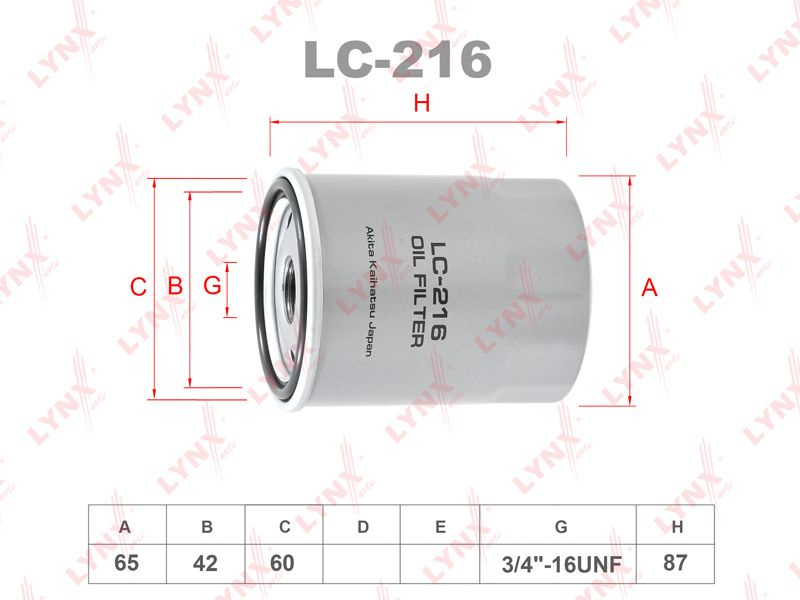 LYNXauto Фильтр масляный арт. lc216, 1 шт. #1
